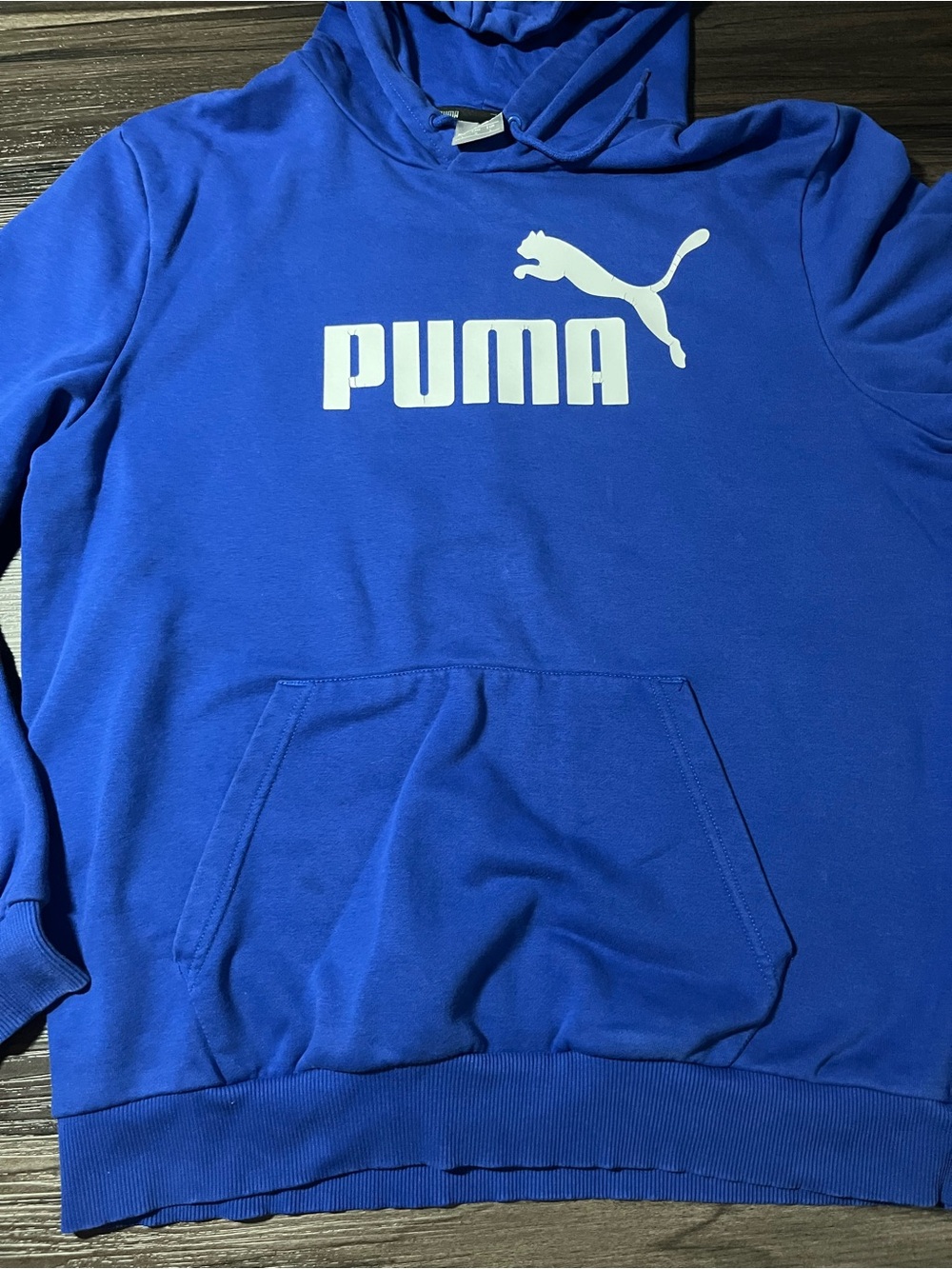Puma Blue With White Writing Hoodie Sweatshirt Men’s Size L